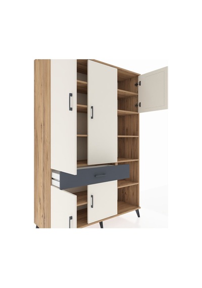Hyperion Dolap 10 Raflı Tek Çekmeceli 5 Kapaklı 132x44x195 Çam-aytaşı/antrasit Aytası/antrasıt Hyperion Dolap 10 Raflı Tek Çekmeceli 5 Kapaklı 132x44x195 Çam-aytaşı/antrasit Aytası/antrasıt