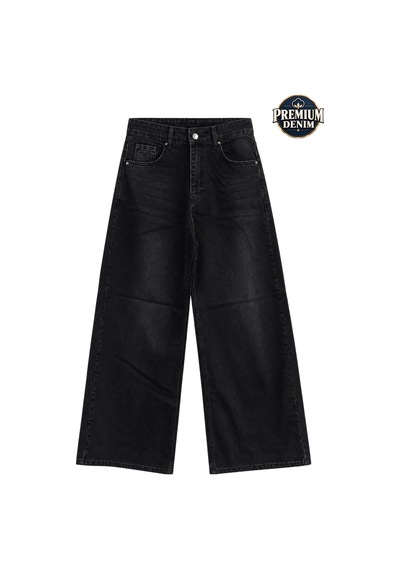 Vadon 1058 Kadın Yüksek Bel Baggy Fit Jean Pantolon Siyah