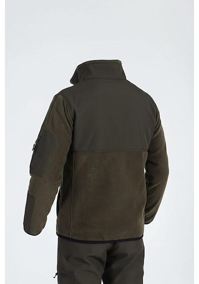 Vatan Tekstil Slim Fit Erkek Tam Fermuarlı Dik Yaka 4 Cepli Polar Softshell Garnili Haki