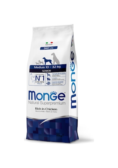 Monge Medium Senior Tavuklu Orta Irk Yaşlı Köpek Maması 12 Kg