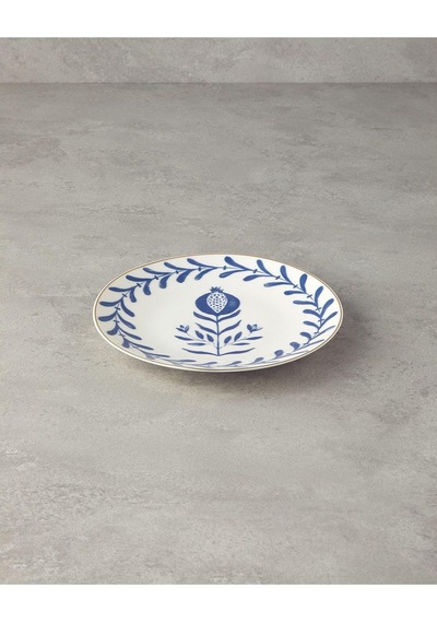 Carnival Tulip Bone Porselen Pasta Tabağı 20 Cm Lacivert-beyaz Çok Renkli