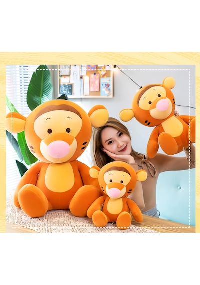 İthal Kumaş Winnie The Pooh Tiger Kaplan Anime Figür Peluş Oyuncak Uyku & Oyun Arkadaşı 50 Cm. Turuncu