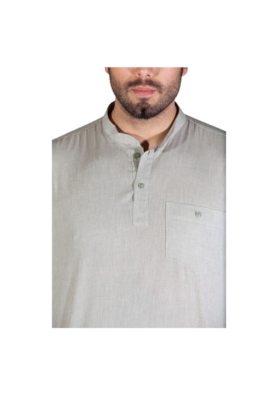 Uzun Kol Şile Bezi Hakim Yaka Erkek Tshirt Taş 3031