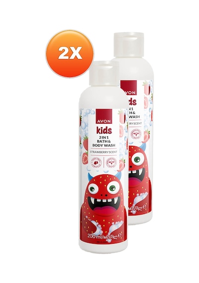 Avon Kids 2'si 1 Arada Çilek Kokulu Banyo ve Duş Jeli 2 x 200 ML