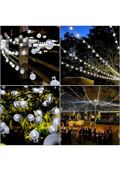 Profosyonel Kristal Beyaz Top Led Işık Su Geçirmez Dış Mekan Işığı 5metre Beyaz Yılbaşı Ağacı Işığı Gün Işığı