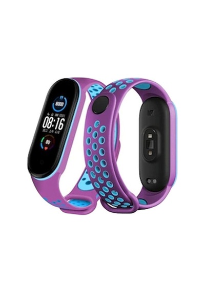 Mi Band 6 Spor Delikli Kordon - Mor-mavi İtdark12018