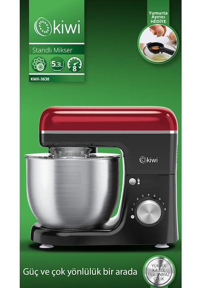 Kiwi Kmx-3638 5.3 L 1300 W Hamur Yoğurma & Stand Mikser Mutfak Şefi