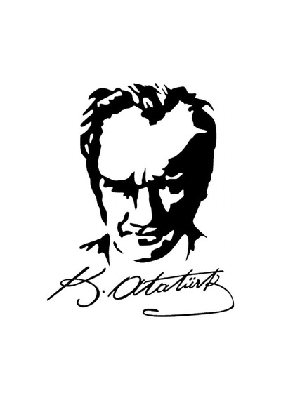 Kemal Atatürk Silueti Ve İmzası Oto Cam Sticker 20 15 Cm