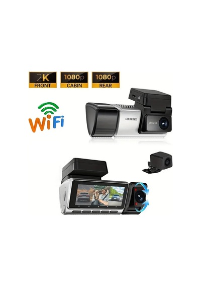 3 Kanallı 2k Araç İçi Kamera Wi-fi Adas Gece Görüşlü Araç İçi Kamera Geniş Açılı Video Kaydedici
