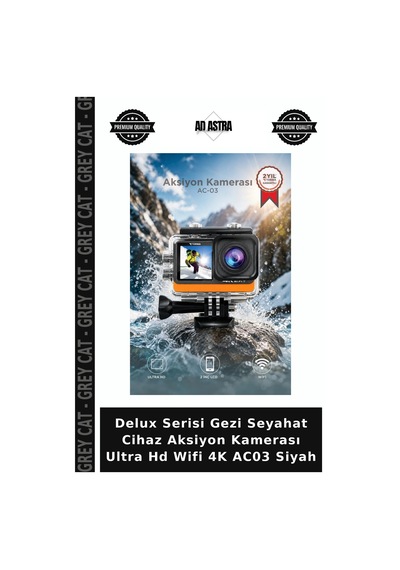 Delux Serisi Gezi Seyahat Cihaz Aksiyon Kamerası Ultra Hd Wifi 4k Ac03 Siyah