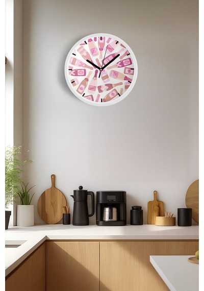 Modern Duvar Saati - 42cm - Önü Camlı Beyaz Kasa - Sessiz Mekanizma-jh0169 Beyaz