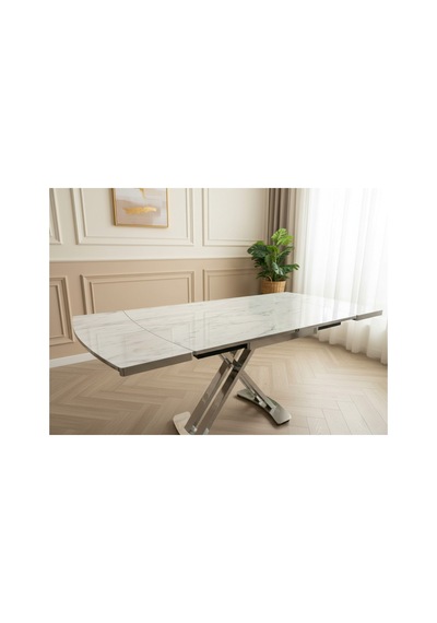 Venoxa Premium 80x120 / 80x180 Ölçülü Mdf Masa Tek Masadır Beyaz Mermer Beyaz Mermer