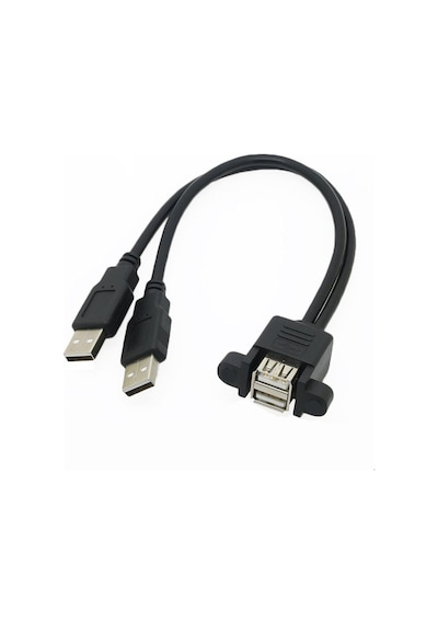 2X Usb A Erkek To 2X Usb A Dişi Panel Tipi Kablo - 30Cm