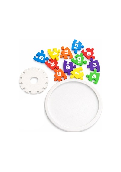 Çocuklar İçin İnteraktif Saat Öğrenme Seti - Renkli Sayılar Puzzle Saat - Dayanıklı Pla
