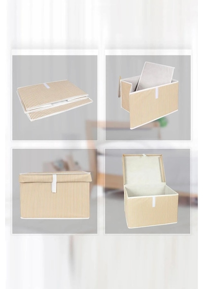 Kapaklı Kutu Hurç Mini 40x30x26 Cm 60 X 40 Kumaş Bej Tr Diğer