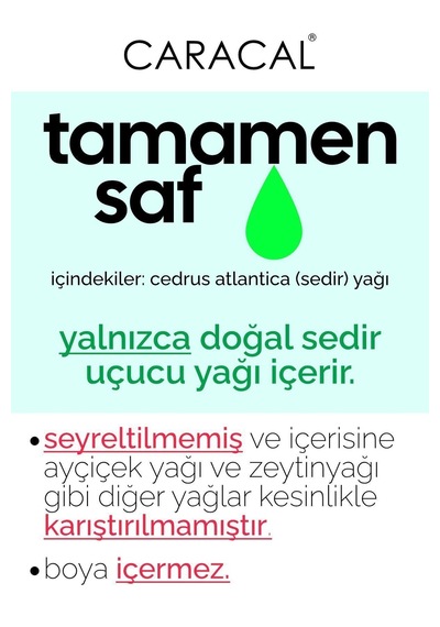 Caracal Doğal Sedir Ağacı Uçucu Yağı %100 Saf Sedir Ağacı Yağı 30 Ml Sedir Yağı