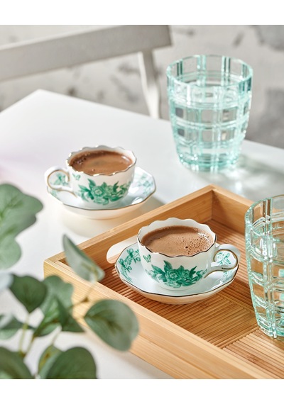 Yeşil Porselen Kahve Fincan Seti 100 Ml
