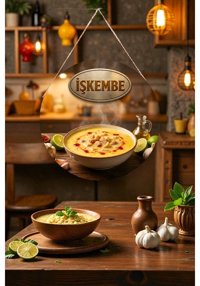İşkembe Çorbası Görselli İpli Mdf Ahşap Kapı Duvar Süsü, Restoran, Mutfak Dekoratif Tablo