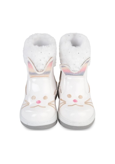 Civil Boots Kedi Nakışlı Rugan 21-25 Numara Bot Ve Çizme - Beyaz