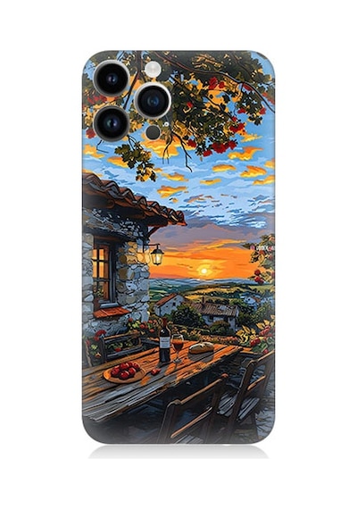 Apple Uyumlu iPhone 14 Pro  Gün Batımı Desenli Silikon Kılıf