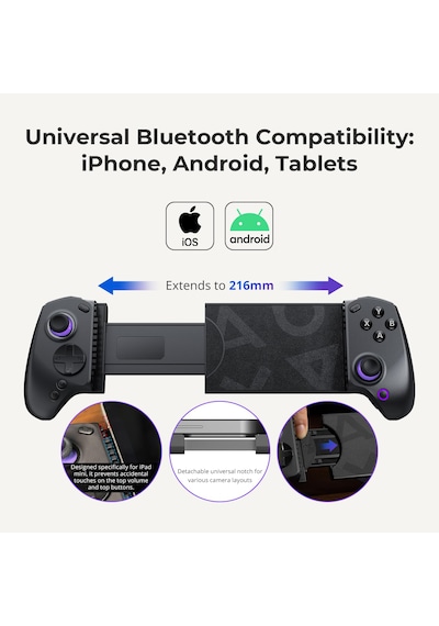Abxylute S8 Bluetooth Mobil Oyun Kumandası Hall Effect, Switch 1/2, İphone, Android Ve Tablet Uyumlu