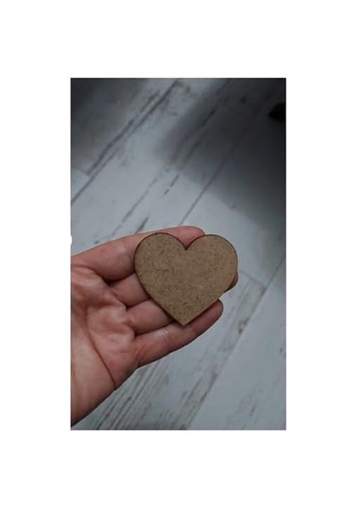 Kalp Obje 25 Adet Boyanabilir 5 X 5 Cm Kapı Duvar Süsü Figür, Tek Ebat Açık Ahşap