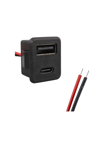 Ayt Ic-266t-4 Pano Tip Kare Type-c + Ucb Şarj Soketi Bağlantı Modülü Oto Araç Tır Otobüs Uyumlu