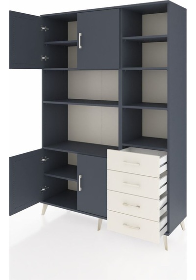 Hyperion Dolap 9 Raflı 4 Çekmeceli 4 Kapaklı 132x44x195 Antrasit-antrasit/aytaşı Antrasıt/aytası Hyperion Dolap 9 Raflı 4 Çekmeceli 4 Kapaklı 132x44x195 Antrasit-antrasit/aytaşı Antrasıt/aytası