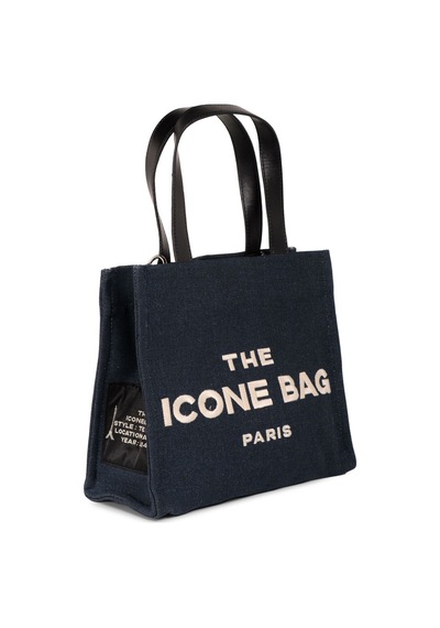 İcone Bag Lacivert The Icone Bag Paris İşlemeli Tote Kadın Kol Çantası Ve Omuz Çantası Orta Boy Lacivert