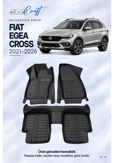 Otocraft Fiat Egea Cross 2021-2026 Araca Özel Deluxrider Lüks Havuzlu Paspas Tam Set 3 Parça