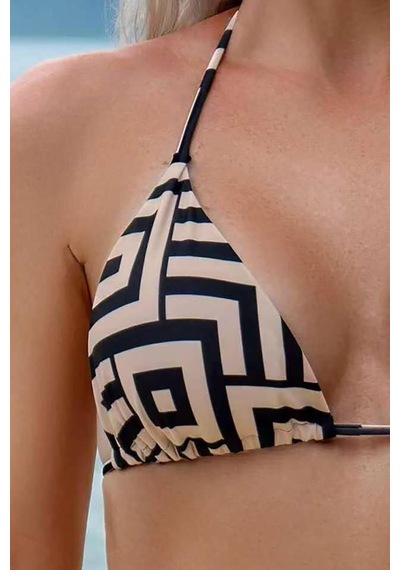 Wanda Üçlü Bikini Set - Bej-siyah Bej - Siyah
