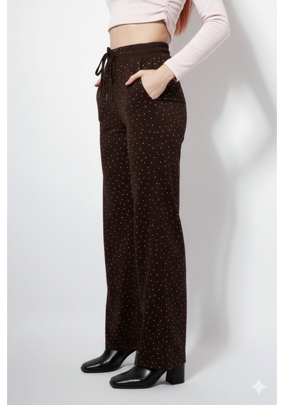 Unika Boutique Taşlı Pantolon Kahverengi