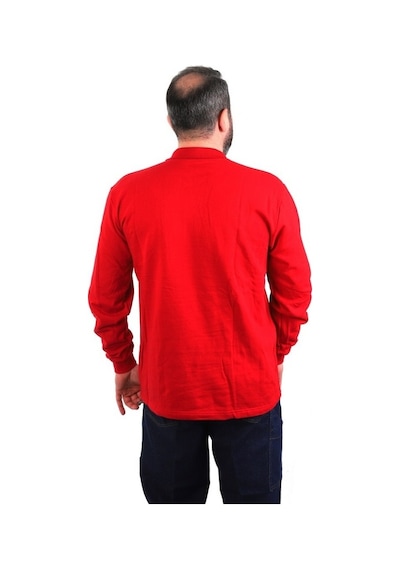 Eser - Polo Yaka Sweatshirt - Cepli - Kırmızı