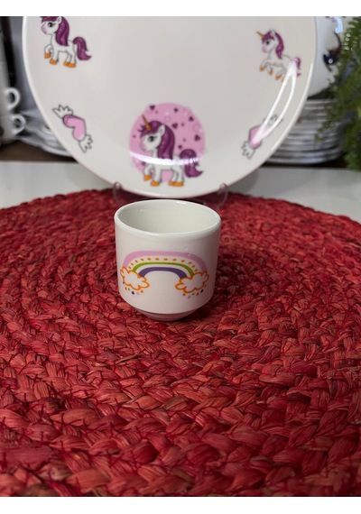 7 Parça Pembe Unicorn Model Çocuk Bebek Yemek Takımı Beslenme Seti Çok Renkli