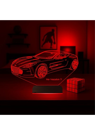 Luvivia Spor Araba Aston Martin Tasarım Kişiye Özel 3d Lamba - Masa Gece Lambası Şeffaf