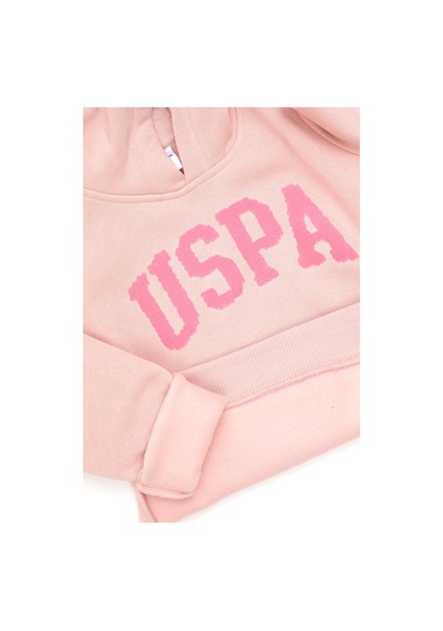 U.S. Polo Assn. Kız Çocuk Toz Pembe Kapüşonlu Basic Sweatshirt 50292512-VR050
