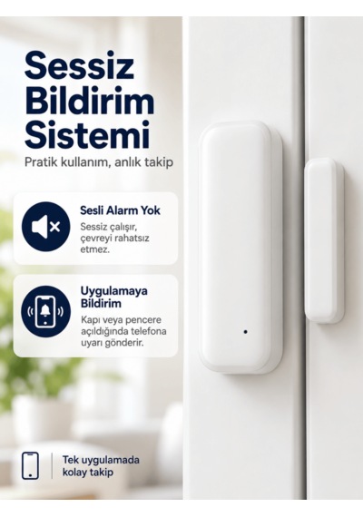 Fletvi Smart Akıllı Kapı Ve Pencere Dedektörü Güvenlik Sistemi Anlık Bildirimli Geçmiş Takipli