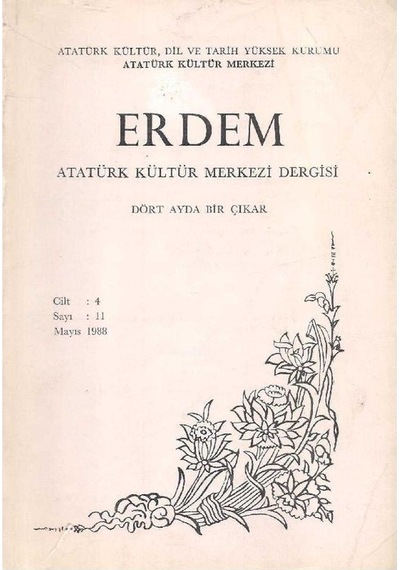 Erdem - Atatürk Kültür Merkezi Dergisi- Sayı: 11 - Cilt 4 - Mayıs 1988