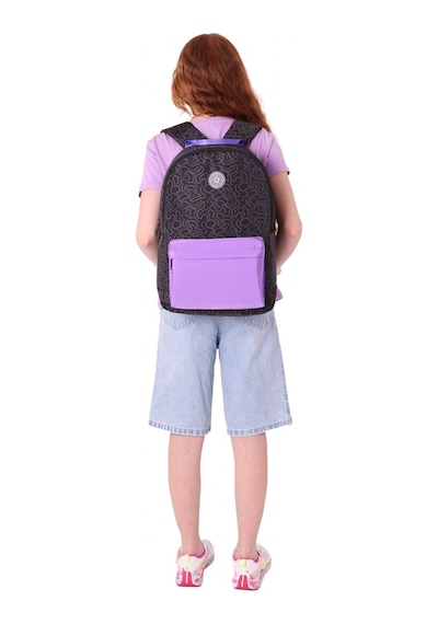 Kaukko Double Colors Üç Bölmeli Kız Çocuk Okul Ve Günlük Sırt Çantası - Siyah Mor - K1837 Siyah - Mor