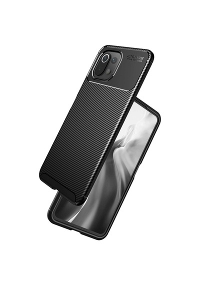 Xiaomi Mi 11 Lite Kılıf Auto Focus Karbon Kapak Siyah