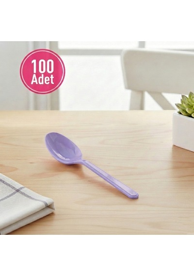 100 Adet Lila Plastik Lüx Parti Kaşığı