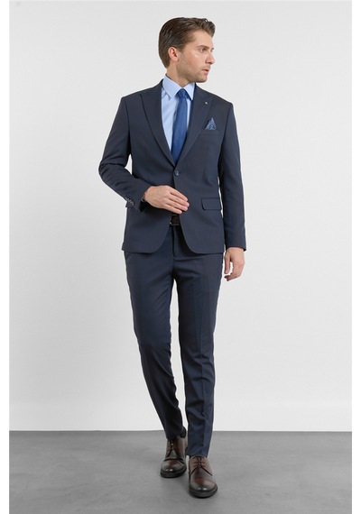 İmza Lacivert Kırlangıç Yaka 6 Drop Slim Fit Tam Astar Esnek Takım Elbise 1001260158
