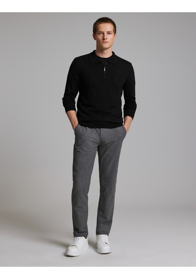 Pierre Cardin Siyah Slim Fit Fermuarlı Polo Yaka Basic Triko Kazak 50333917-vr046