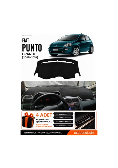 Fıat Punto Grande 2005-2018 Uyumlu Torpido Örtüsü, Torpido Kılıfı - Siyah-gri - Fı016