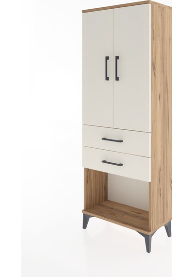 Arges Dolap Tek Raflı 2 Çekmeceli Tek Askılı 60x30x163 Çam-ay... Çam