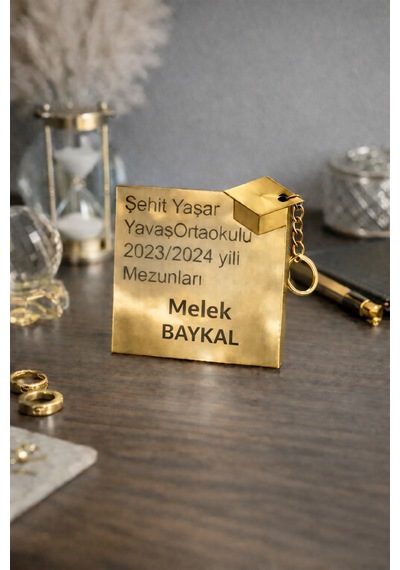 Mezuniyet Anahtarlık Kişiye Özel Altın Pleksi 25 Adettir No 78