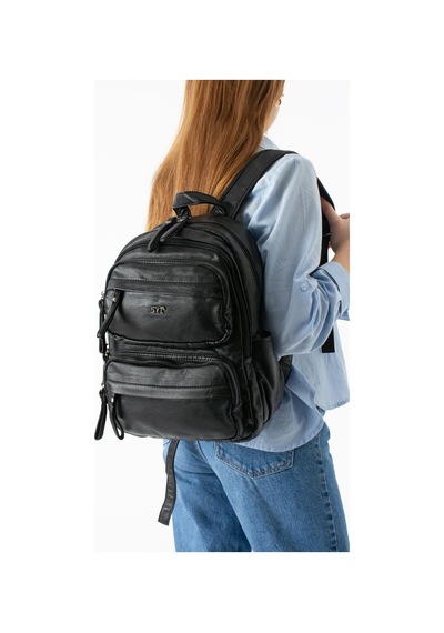 571 Collections Yıkanmış Deri Sırt Çantası Siyah Model: 571-14-11u