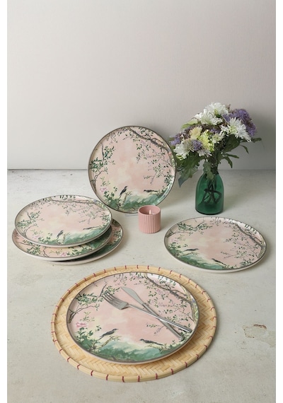 Keramika Pink Woods Nordic Servis Tabağı 28 Cm 6 Adet 22641 Çok Renkli