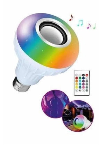 Hubrendy Tekno Bluetooth Hoparlör Akıllı Rgb Led Işık Renk Değiştirme Ses Bombası Ampül Görünümlü