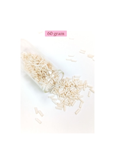 Uzun Boru Kesme Boncuk Çap 2mm Uzunluk 10 Mm - 60 Gram - Açık Krem - Bnc298